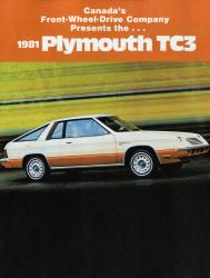 1981年 PLYMOUTH TC3 カナダ版カタログ